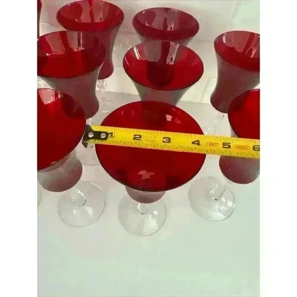 Cambridge Glass Hadron Ruby‎ Red Water Glasses Vintage Set Of 11